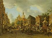 unknow artist The Groenmarkt as seen towards the Westeinde oil painting reproduction